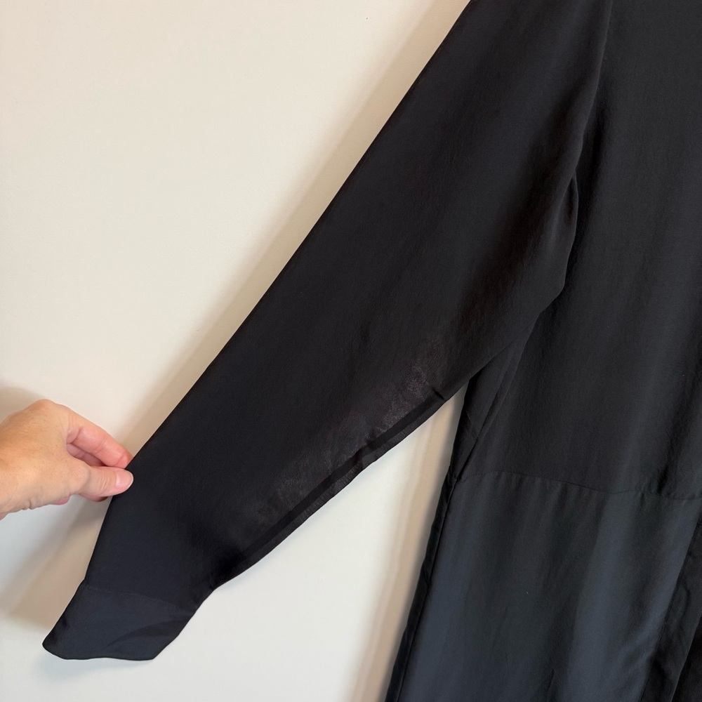 T by ALEXANDER WANG Black Silk Long Line Button Up Shirt Dress Small - Picture 5 of 9